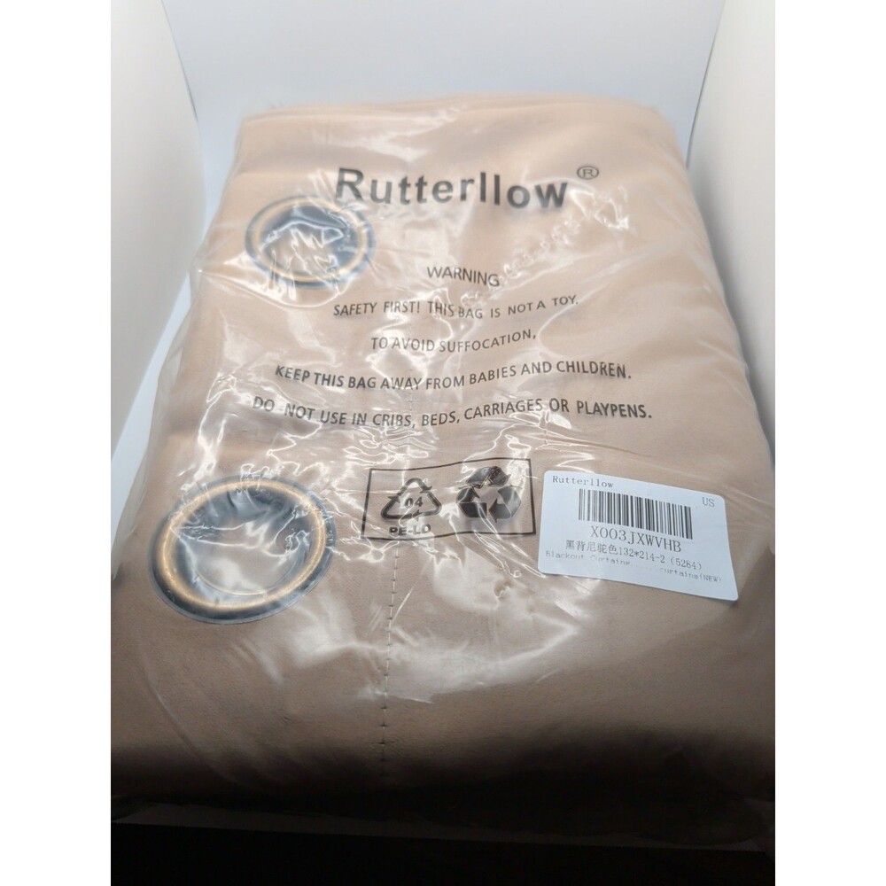 Rutterllow 100% Blackout Curtains 52x84in. Tan